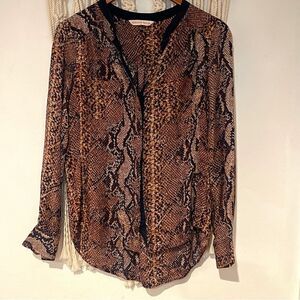 Rebecca Taylor SZ 4 Snakeskin Print Top 100% Silk Business Capsule Cropcore